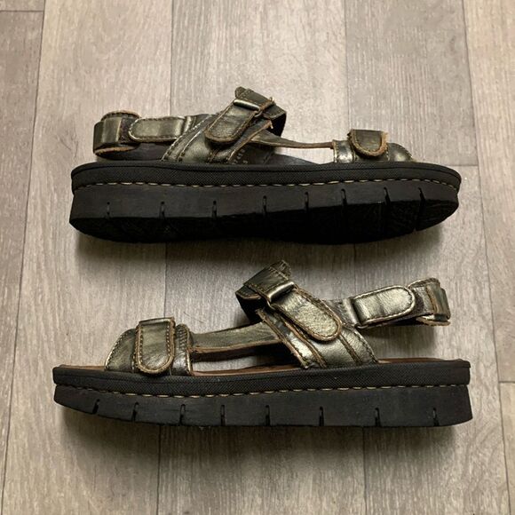 Womens BORN Neda Metallic Leather‎ Chunky Platform Strap Sandals - Picture 2 of 7